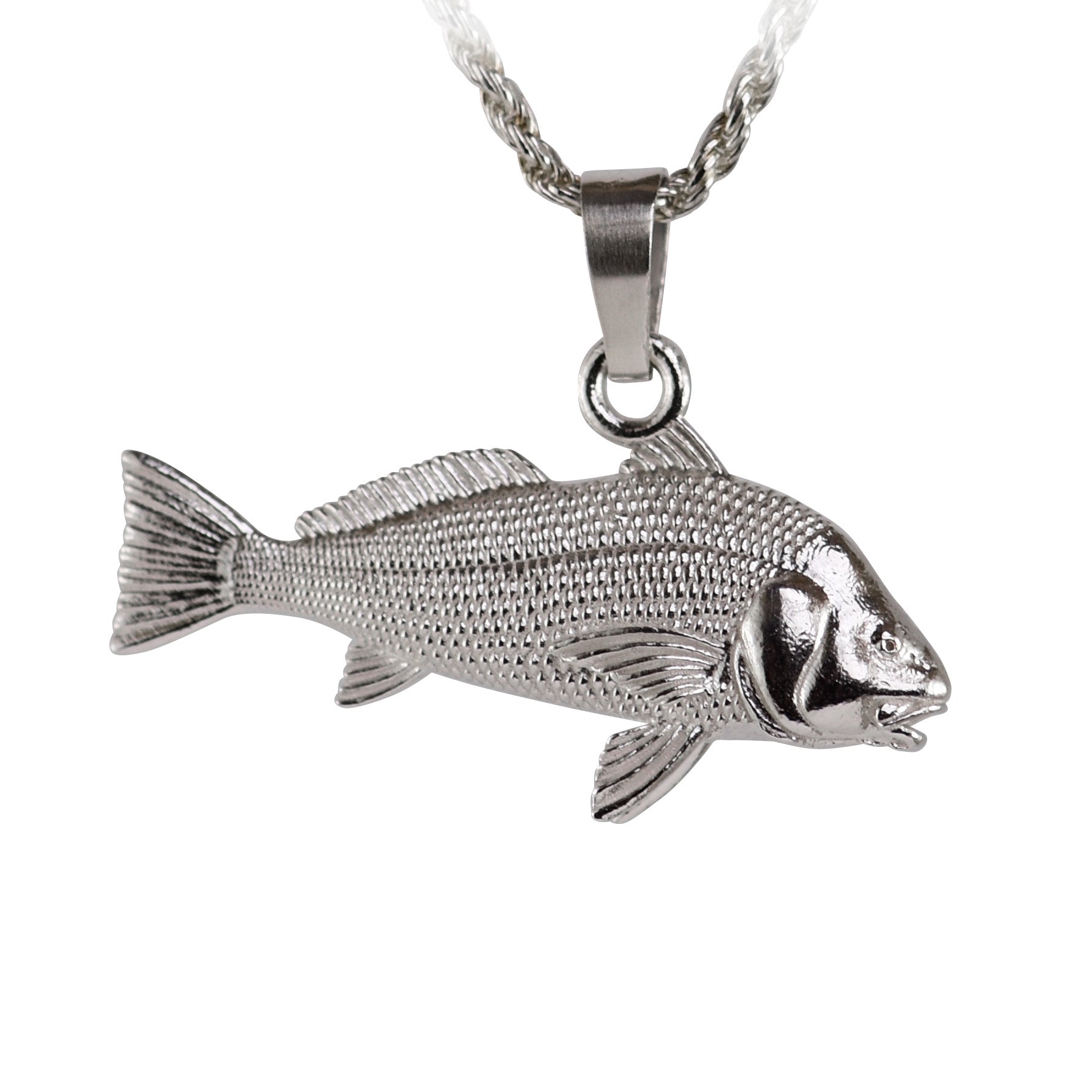 BlackDrum Fish Pendant - Small | Sea Shur Jewelry 14K White Gold