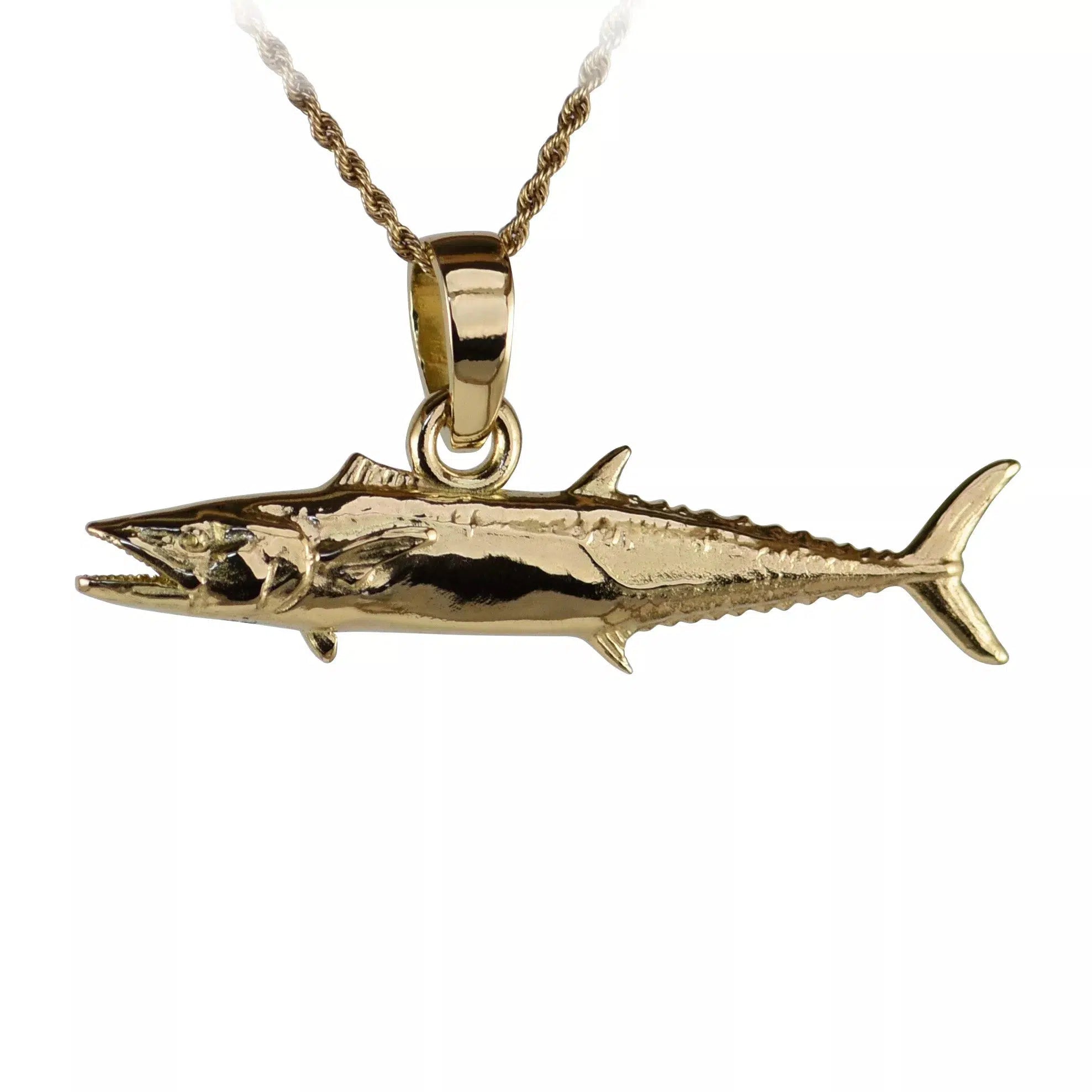 King Mackerel Fish Pendant | The Sea Shur Nautical Jewelry Collection 14K Solid White Gold