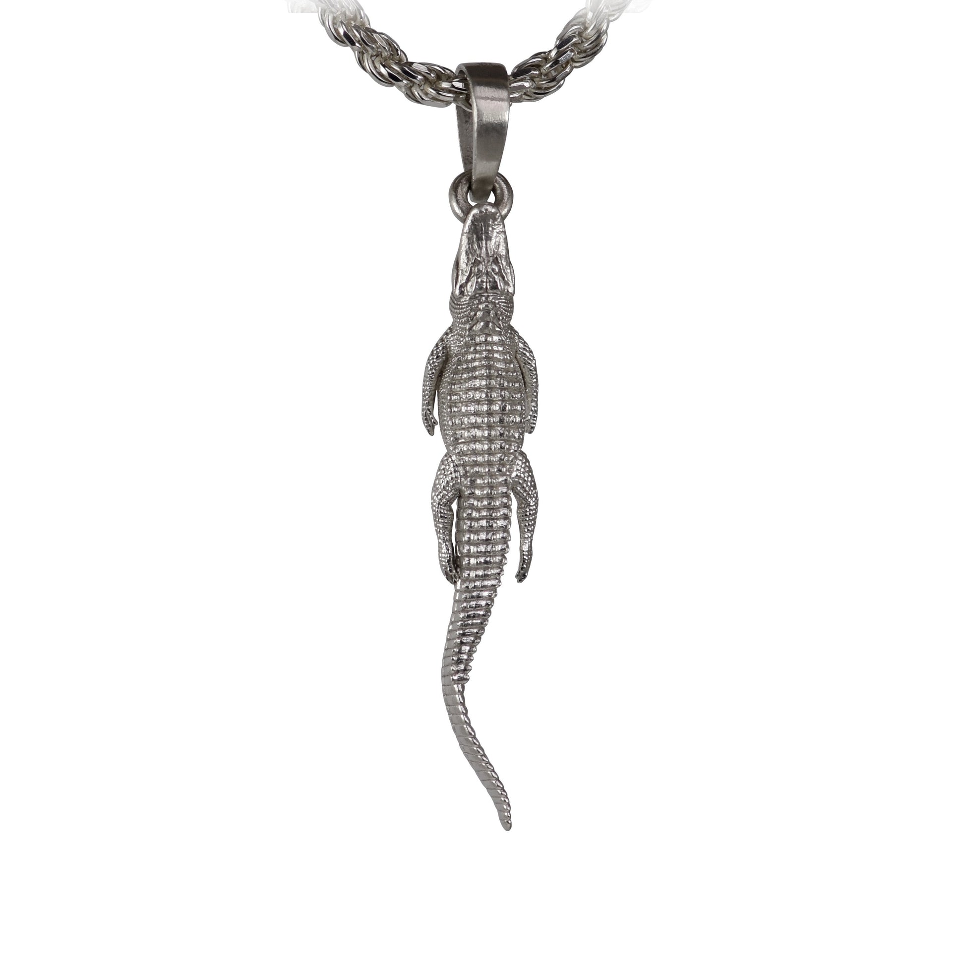 American Alligator On The Hunt Pendant - Large | Sea Shur Jewelry 14K Rose Gold Solid