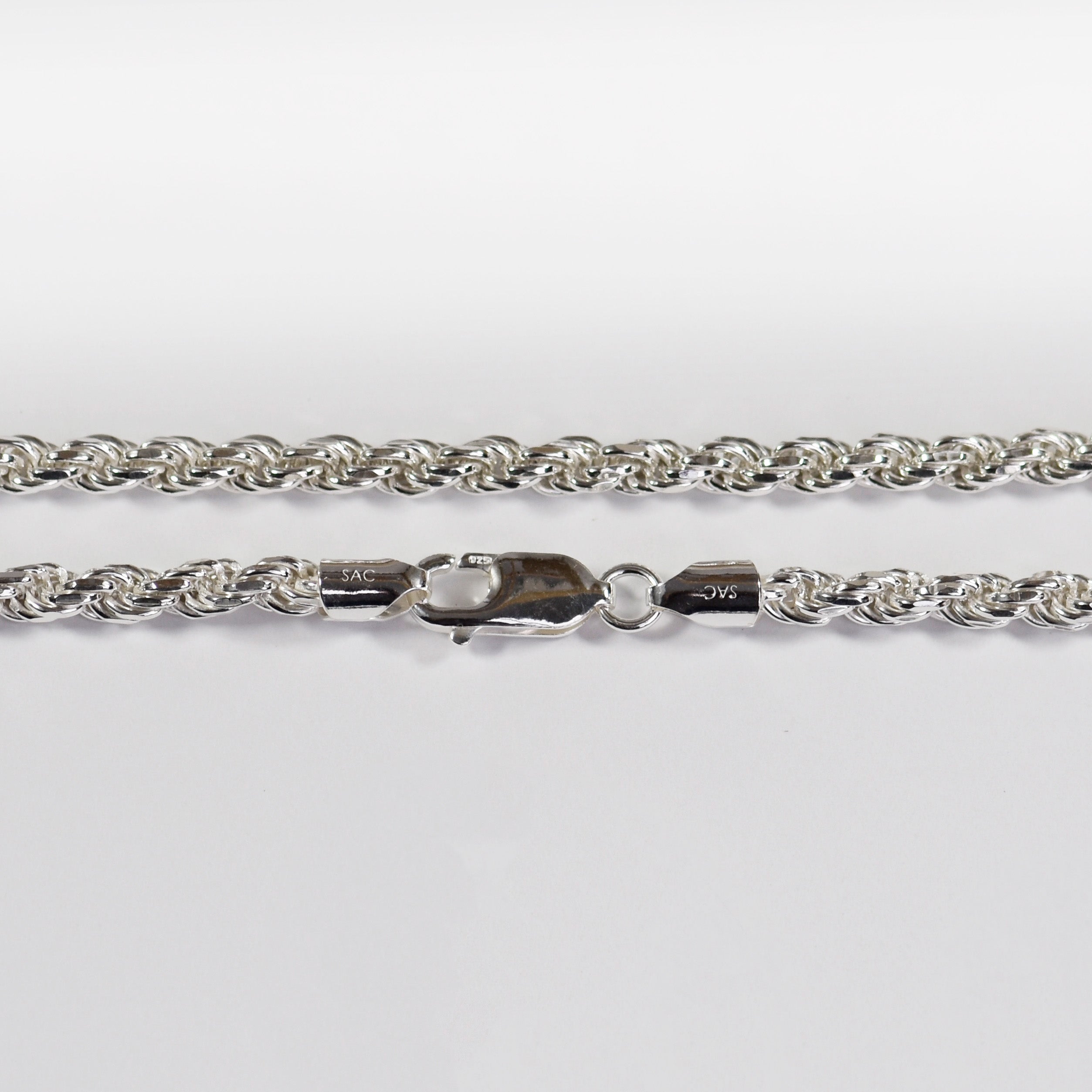 Store 3.7mm Sterling Silver Diamond Cut Rope Chain