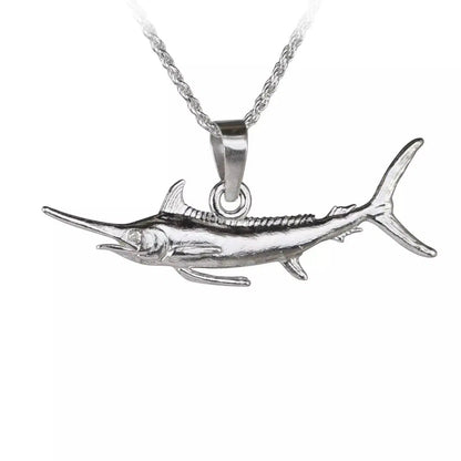 Sculpt Rings™ Swordfish Blue Marlin Fish Fishing Punk Pendant Necklace Steel