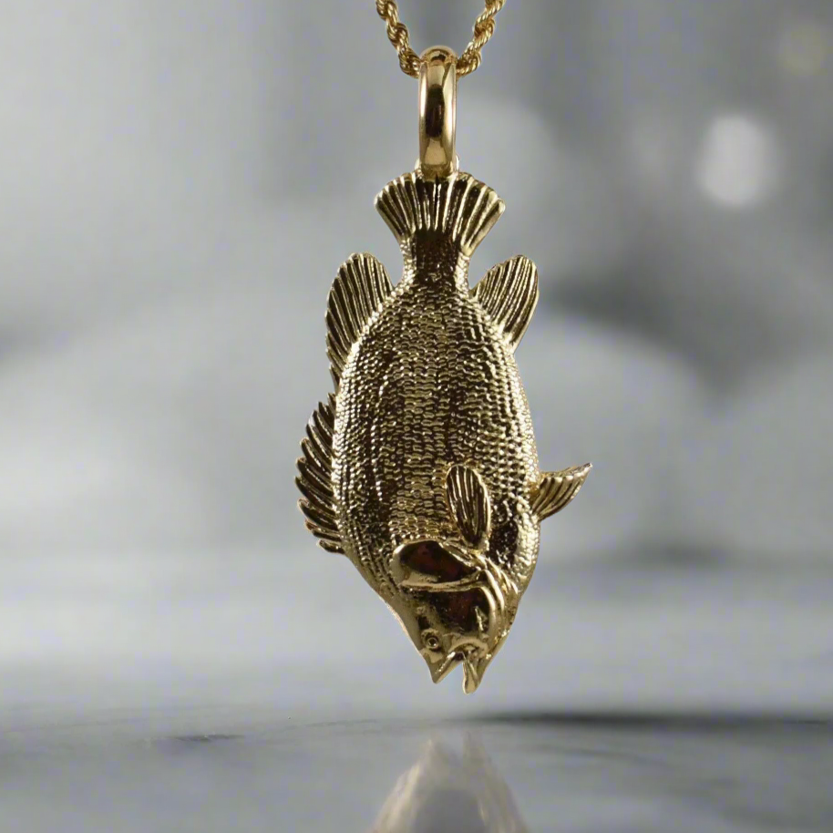 Tripletail Fish Pendant - Vertical Tail Hung - Large