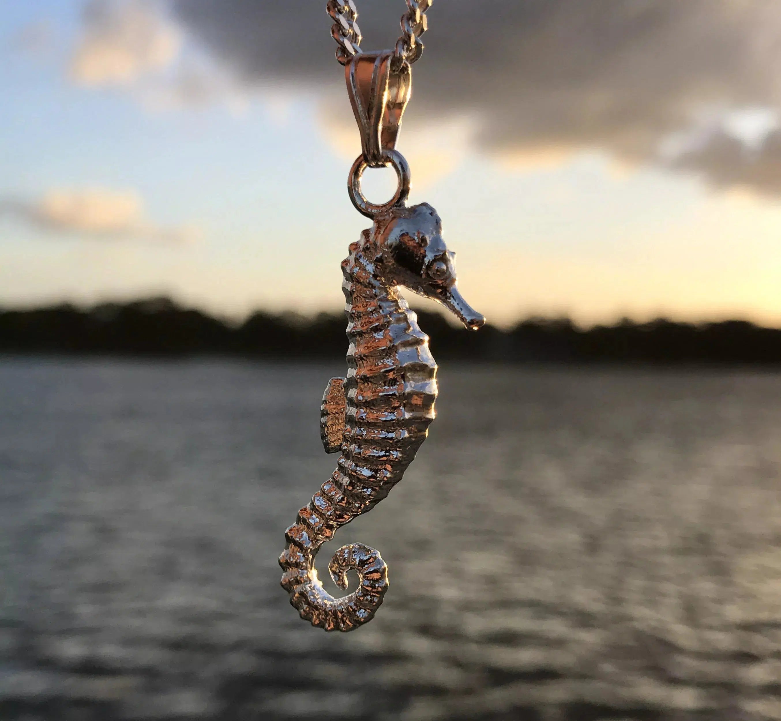 Seahorse Necklace | Blue | Cloisonne Jewelry